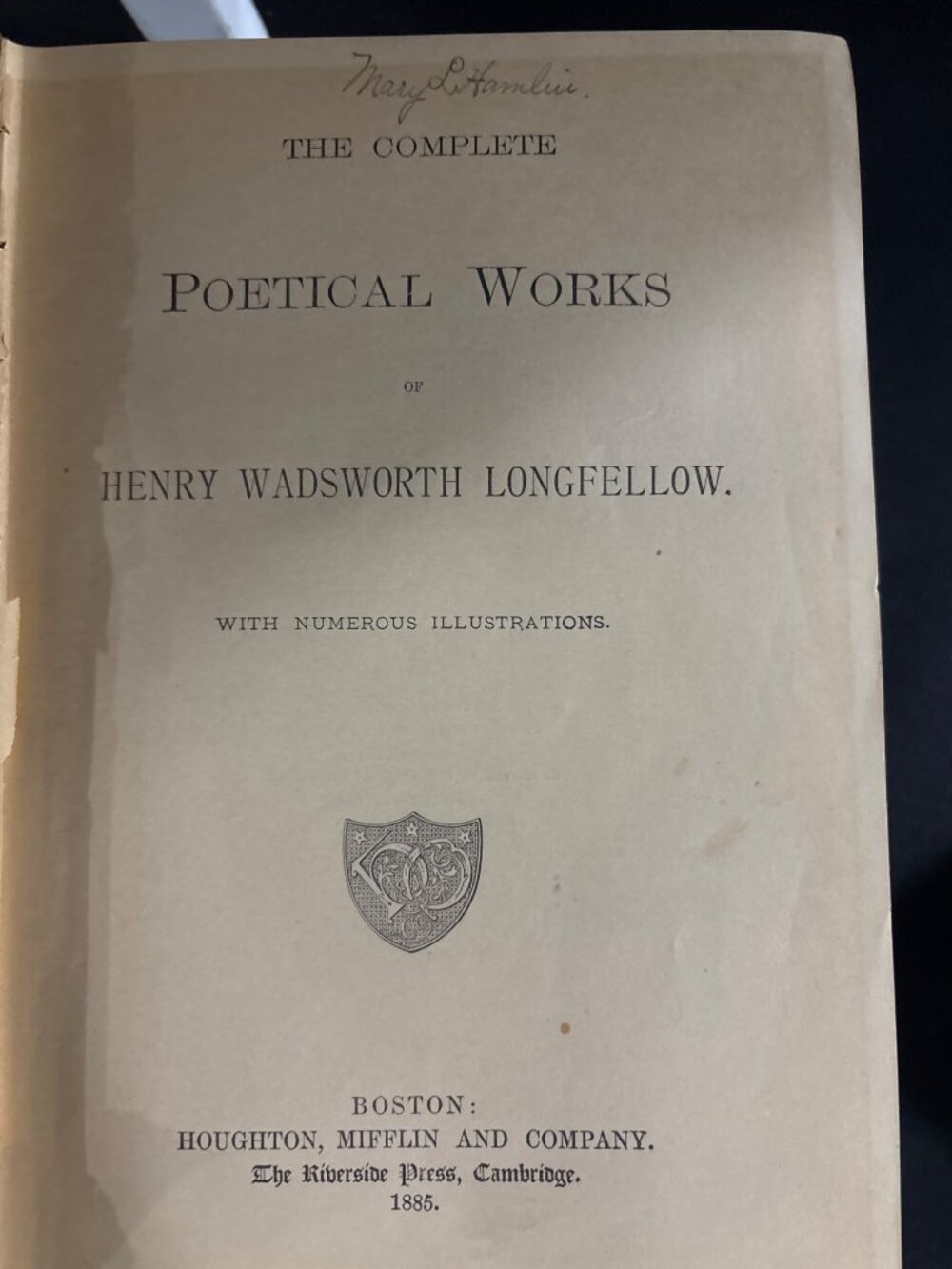 Antique 1885 Longfellow Illustrated Poetical Works Hardcover Book with Souvenir - Picture 7 of 16